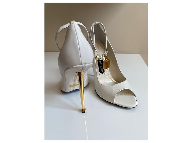 Décolleté aperte Tom Ford in pelle bianca Bianco - vista 13