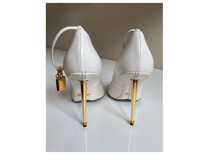 Décolleté aperte Tom Ford in pelle bianca Bianco - vista 2
