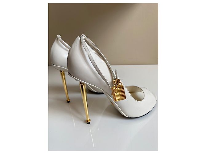 Décolleté aperte Tom Ford in pelle bianca Bianco - vista 3
