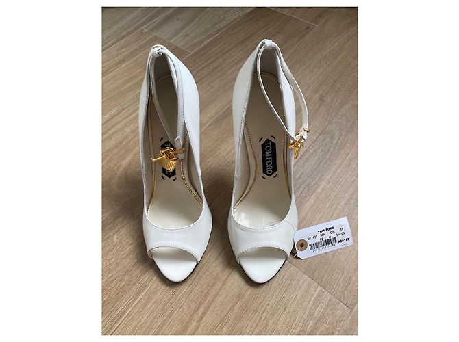 Décolleté aperte Tom Ford in pelle bianca Bianco - vista 4