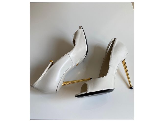 Décolleté aperte Tom Ford in pelle bianca Bianco - vista 7