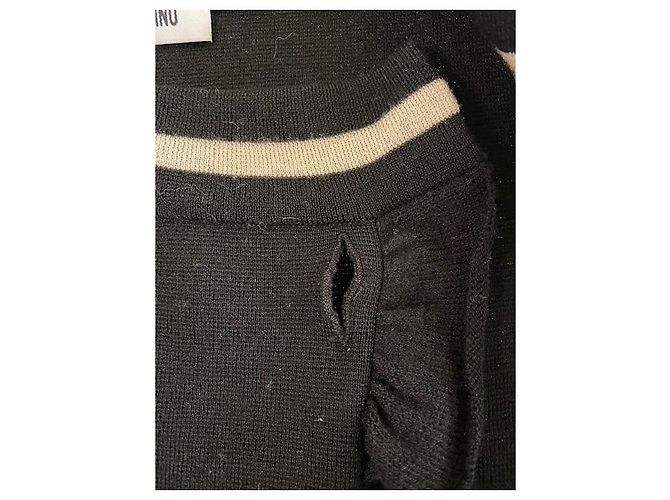 Moschino Weste aus Wolle schwarz und beige - Ansicht 9