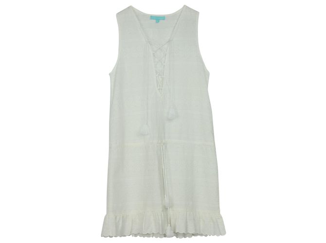 Mini abito ricamato con lacci Melissa Odabash Layla in cotone bianco - vista 4