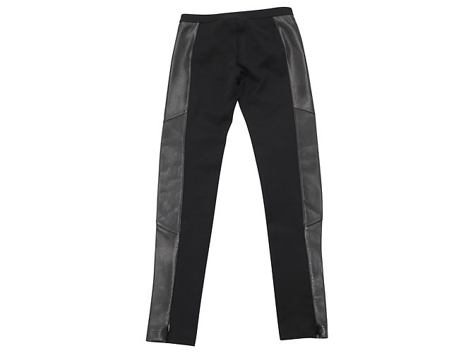 Leggings Burberry con panel lateral de cuero en viscosa negra Negro - vista 2