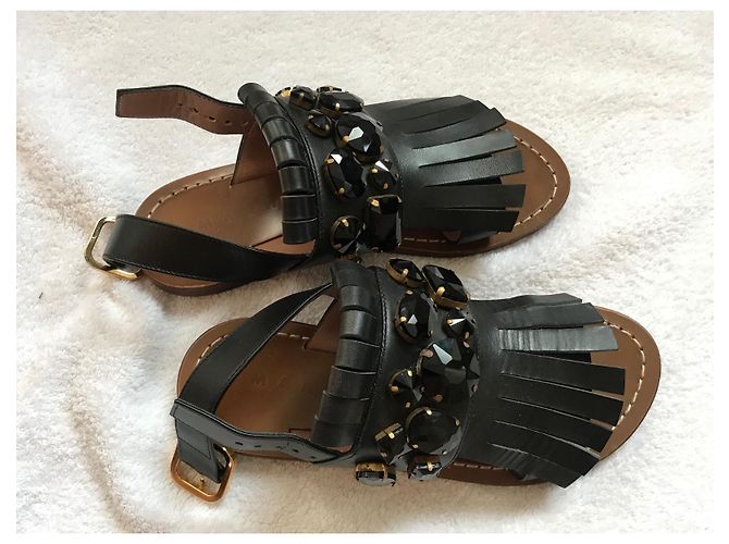 Sandali Marni in pelle nera con cabochon Nero - vista 3