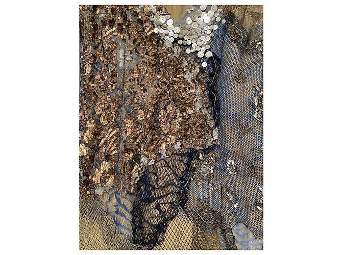 Autre Marque Abito AMEN con paillettes e rete dorato D'oro - vista 6