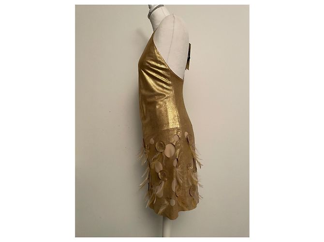 Patrizia Pepe Lederkleid Gold Grösse 40 Golden - Ansicht 6