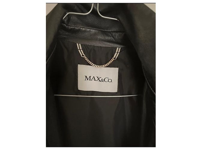 Max & Co Gabardina de cuero auténtico Negro - vista 3