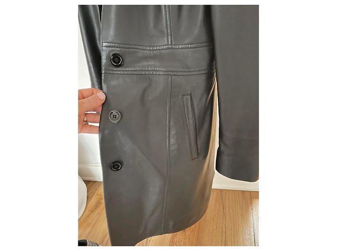 Max & Co Gabardina de cuero auténtico Negro - vista 4