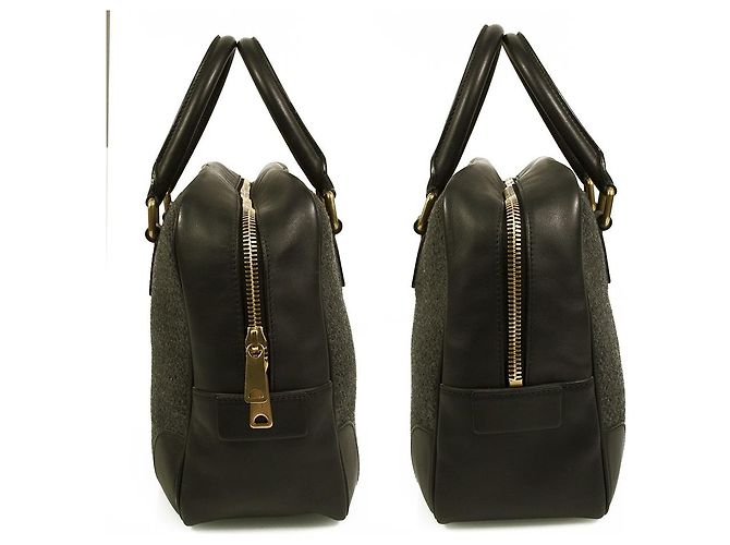 Céline CELINE schwarzes Leder grau rot Tweed Stoff Arzt Kamera Tragegriff Handtasche - Ansicht 5