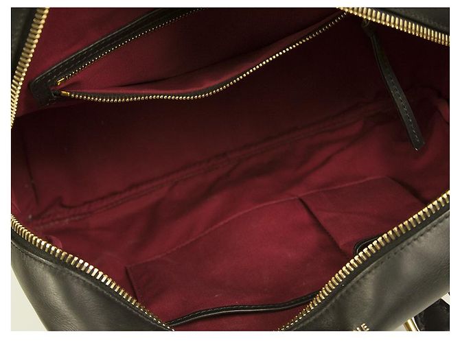 Céline CELINE schwarzes Leder grau rot Tweed Stoff Arzt Kamera Tragegriff Handtasche - Ansicht 7