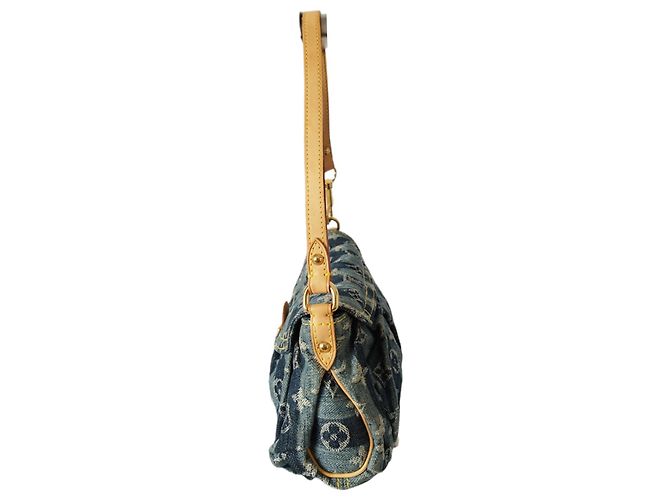 Borsa Louis Vuitton Pleaty in tela denim blu - vista 5