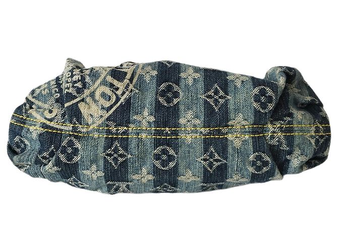 Borsa Louis Vuitton Pleaty in tela denim blu - vista 7