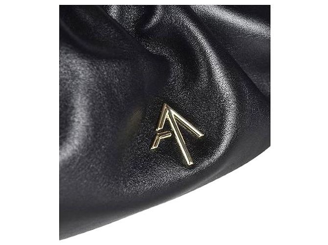 Autre Marque Manu Atelier - Borsa Cilindro Increspata Nero Gold hardware - vista 5
