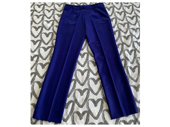 Calça Christian Dior de lã azul elétrico - vista 10
