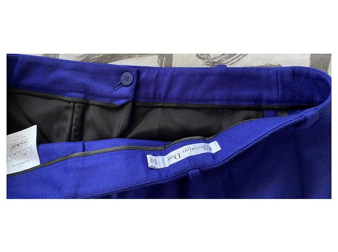 Calça Christian Dior de lã azul elétrico - vista 4