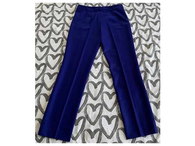 Calça Christian Dior de lã azul elétrico - vista 8