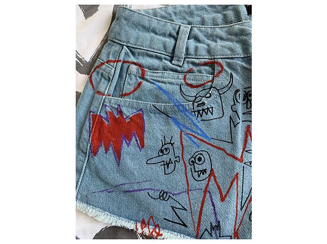 Eleven Paris Jeansshorts Jean-Michel Basquiat Mehrfarben - Ansicht 6