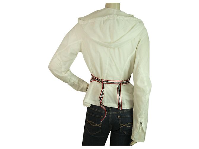 Armani Jeans Weiße Polyamid Leichte Freizeitjacke m. Haube Gr 40 - Ansicht 3