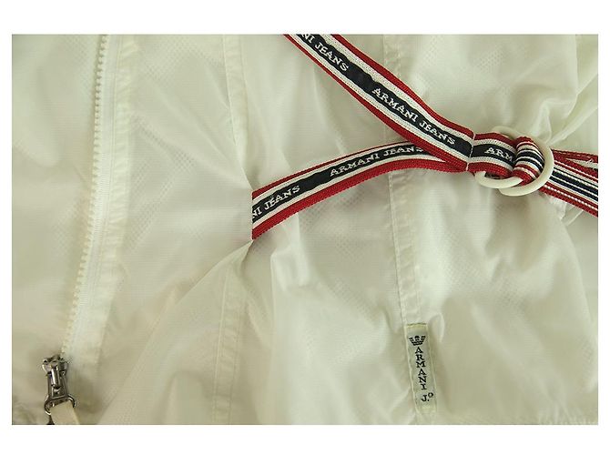 Armani Jeans Weiße Polyamid Leichte Freizeitjacke m. Haube Gr 40 - Ansicht 6
