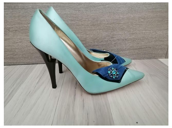 Décolleté Louis Vuitton Satin Celeste 39 Blu chiaro - vista 3