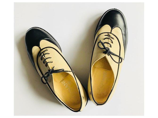 Chanel Derby, Brogues Schwarz Beige - Ansicht 13