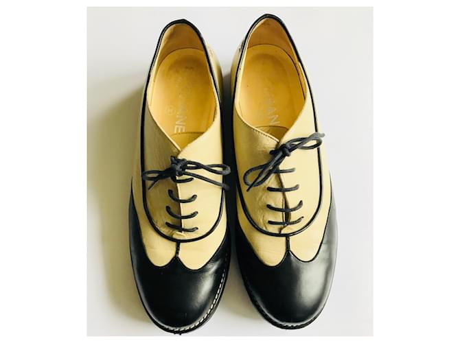 Chanel Derby, Brogues Schwarz Beige - Ansicht 3