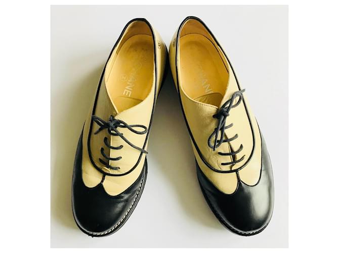 Chanel Derby, Brogues Schwarz Beige - Ansicht 4