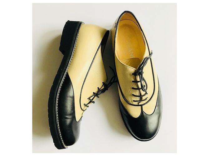 Chanel Derby, Brogues Schwarz Beige - Ansicht 9