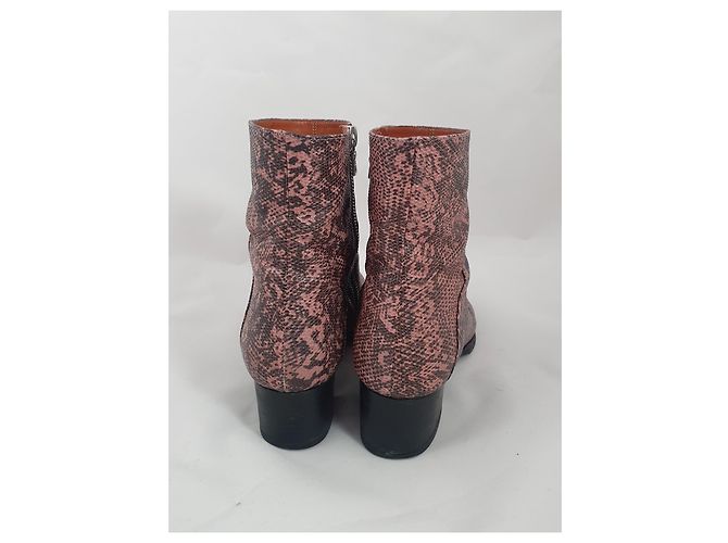 Botines Dries Van Noten de cuero estampado animal rosa y marrón Castaño - vista 4
