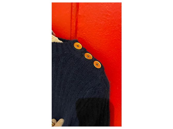 Soeur Pullover Marineblau aus Wolle und Angora 135 cm - Ansicht 2