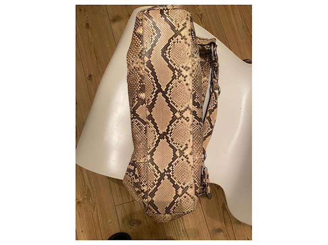 Prada Hobo logo python tote bag Brown Beige - view 10