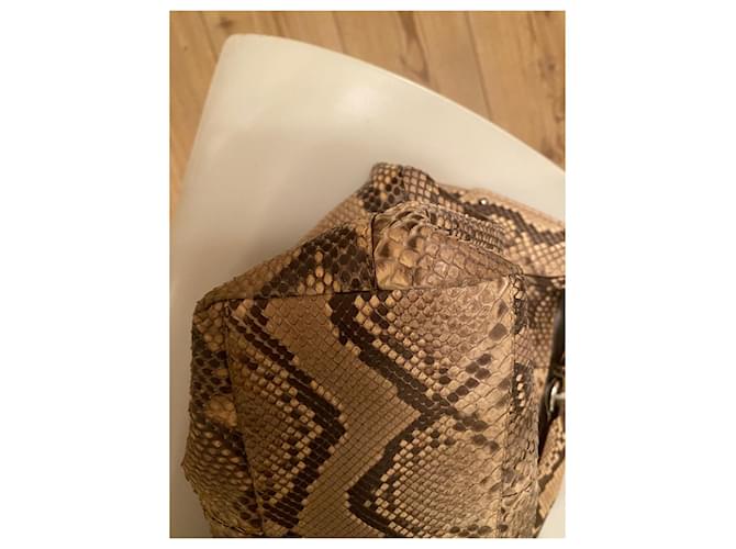 Prada Hobo logo python tote bag Brown Beige - view 8