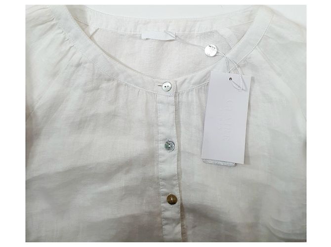 Autre Marque Vestido Claire de lino bordado blanco Azul - vista 6