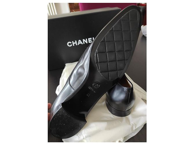Chaussures à lacets classiques Chanel Noir Marron foncé - vue 3