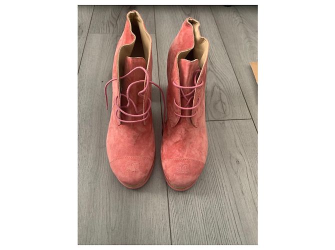 Stivaletti Chanel Suede Rosa Salmone CC - vista 2
