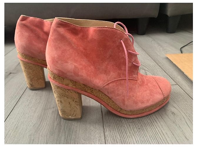 Stivaletti Chanel Suede Rosa Salmone CC - vista 5