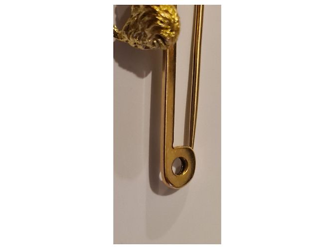 Autre Marque Spilla a forma di cane pechinese in oro Gold hardware - vista 10