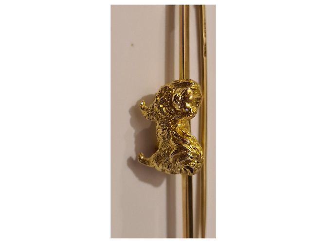 Autre Marque Spilla a forma di cane pechinese in oro Gold hardware - vista 11