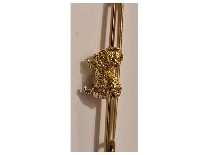 Autre Marque Spilla a forma di cane pechinese in oro Gold hardware - vista 13