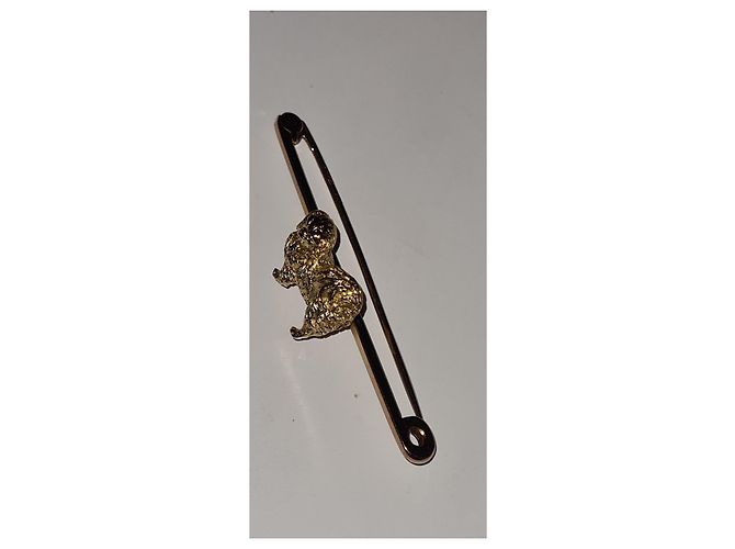 Autre Marque Spilla a forma di cane pechinese in oro Gold hardware - vista 15