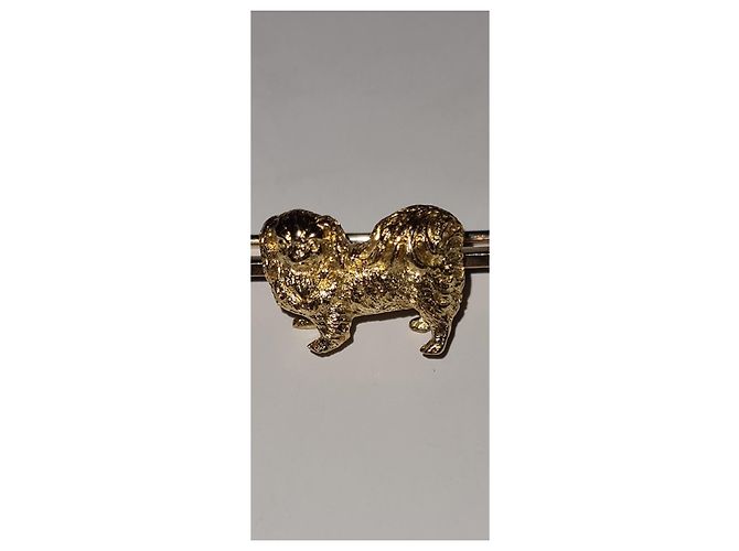 Autre Marque Spilla a forma di cane pechinese in oro Gold hardware - vista 16