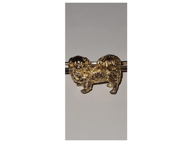 Autre Marque Spilla a forma di cane pechinese in oro Gold hardware - vista 17