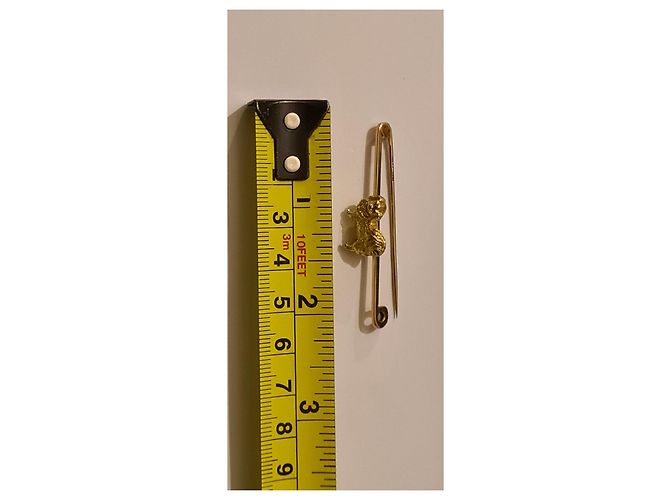 Autre Marque Spilla a forma di cane pechinese in oro Gold hardware - vista 2