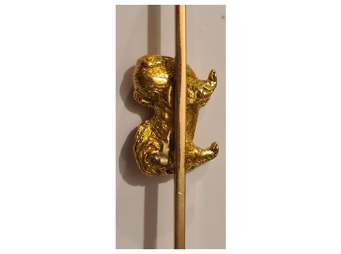 Autre Marque Spilla a forma di cane pechinese in oro Gold hardware - vista 4