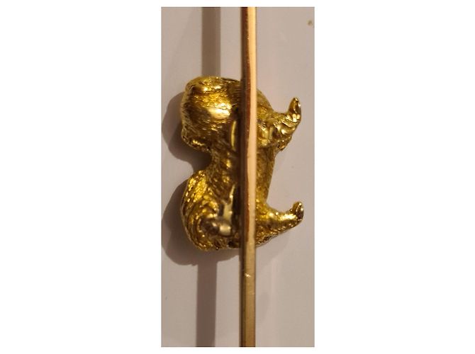 Autre Marque Spilla a forma di cane pechinese in oro Gold hardware - vista 5