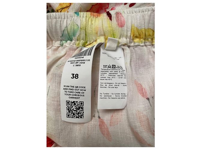 120% LINO Leinenhose mit Blumenmuster Weiß Mehrfarben - Ansicht 4