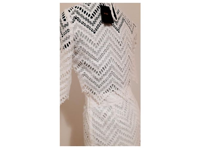 Maje Rosalba Spitzenkleid eggshell Baumwolle Aus weiß - Ansicht 2