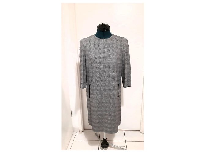 Claudie Pierlot Gestreiftes Viskose Kleid Grau - Ansicht 2