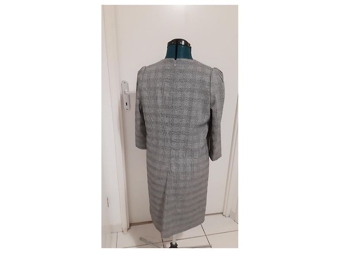 Claudie Pierlot Gestreiftes Viskose Kleid Grau - Ansicht 3